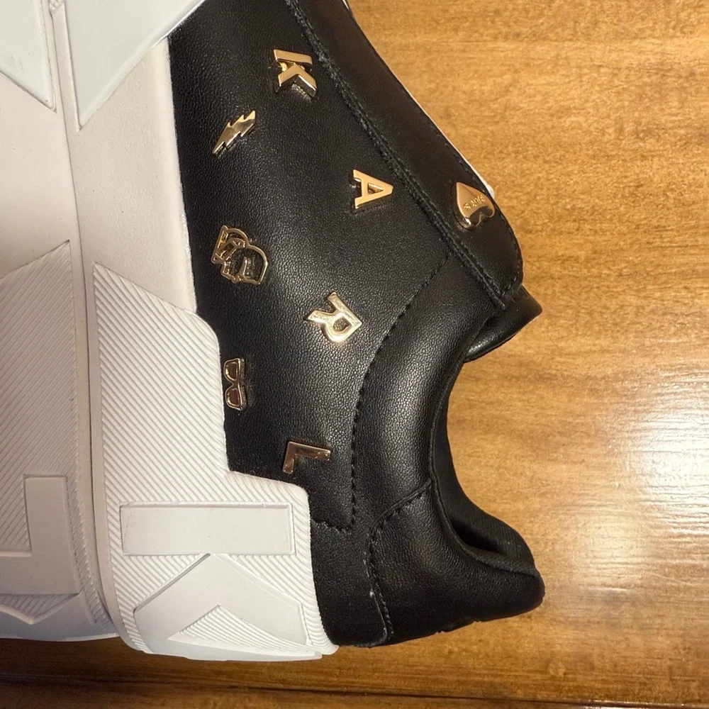 Karl Lagerfeld Black Sneakers with Gold Accents - Picture 5 of 13